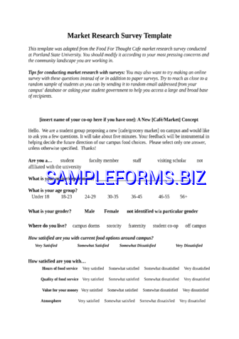 Market Research Survey Sample (For Food) doc pdf free